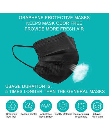 SuperHC 50 Pcs Graphene Protective Masks - Black Disposable Face Mask - Buy Online on SooperMarket.com