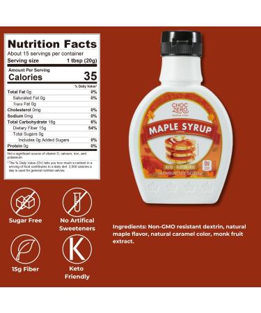 ChocZero Maple Syrup - Sugar Free, Low Carb, Gluten Free, Non-GMO - 2 Pack, 10.5 oz Bottles - Buy Online on SooperMarket.com