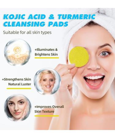 60PCS Turmeric Cleansing Pads with Vitamin B5 & C | Exfoliating Foaming Pads for Glowing Skin | Turmeric Lemon Chamomile Face Treatment - Buy Online on SooperMarket.com