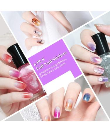 22 Sheets Pure Color Shine Flower Nail Polish Stickers with File - Nail Art Decals for Women & Girls - Buy Online on SooperMarket.com