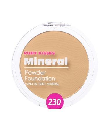Ruby Kisses Mineral Pressed Powder Foundation - Natural Buff (230) 0.35 oz - Medium to Full Coverage, Natural Finish - Buy Online on SooperMarket.com