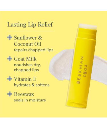Beekman 1802 Lip Balm - Goat Milk Vitamin E & Beeswax for Dry Lips - 0.15 oz - Cruelty Free Unscented Ideal for Sensitive Skin - Buy Online on SooperMarket.com