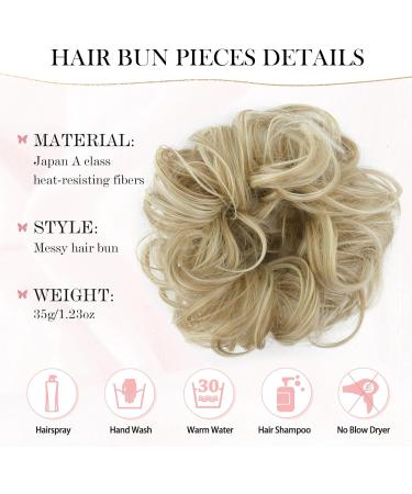 Vlasy Messy Bun Hair Piece | Curly Wavy Scrunchies Extensions | Synthetic Chignon Updo | Girls Hair Accessories (35g F16/613#) - Buy Online on SooperMarket.com