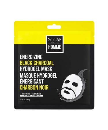 Soo AE Homme Energizing Black Charcoal Hydrogel Mask 8 Count Facial Mask for Men | Charcoal & Lemon Infused | Soothing & Hydrating - Buy Online on SooperMarket.com