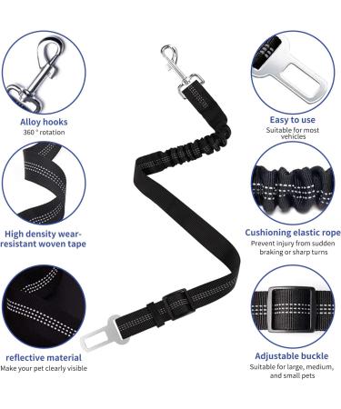 Adjustable Dog Car Seat Belt Harness Pet Safety Belt with Elastic Strap Dog Car Harness for Travel Black 20in-29in long - Buy Online on SooperMarket.com