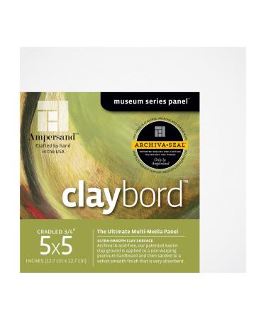 Ampersand Museum Series Claybord Panels for Paint and Ink, 3/4 Inch Depth Cradled, 5X5 Inch (CBSC055)
