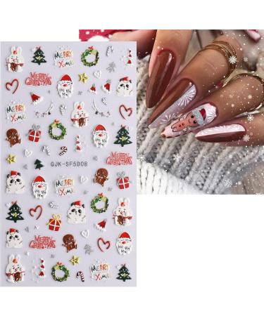 JMEOWIO 3D Embossed Christmas Glitter Nail Art Stickers Decals Self-Adhesive 5D Snowflake Xmas Winter Holiday Santa Cute Nail Supplies Nail Art Design Decoration Accessories 4 Sheets - Buy Online on SooperMarket.com