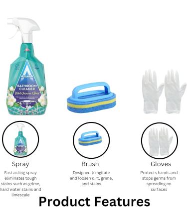 Bathroom Cleaner Spray Set - Bundle Includes Astonish Bathroom Spray 750ml Durable Cleaning Sponge and Pair of Disposable Gloves - Restores Bathroom Shine by Removing Tough Dirt - Buy Online on SooperMarket.com