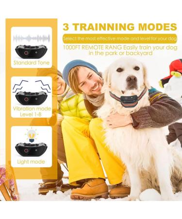 Dog Training Collar with Remote Sound & Vibration Training Modes USB Rechargeable IP67 Waterproof 1000FT Remote Range Remote Anti Bark Collar for Small Medium Large Dogs Orange - Buy Online on SooperMarket.com