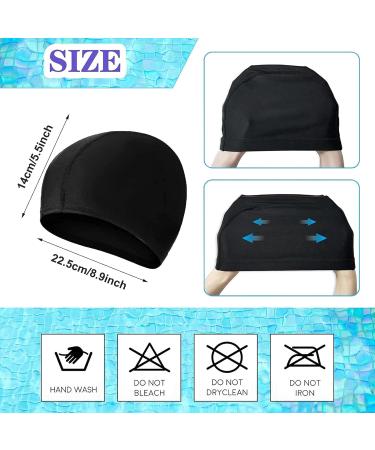 Buy 2-Pack Elastic Bath Caps for Adults | Comfortable Unisex Swimming Caps with Ear Protection - Dark Blue & Black - Buy Online on SooperMarket.com