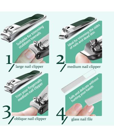 Bleswin 4-Piece Stainless Steel Nail Clipper Set | Dark Green Toenail & Fingernail Care for Men & Women - International Shipping Available - Buy Online on SooperMarket.com