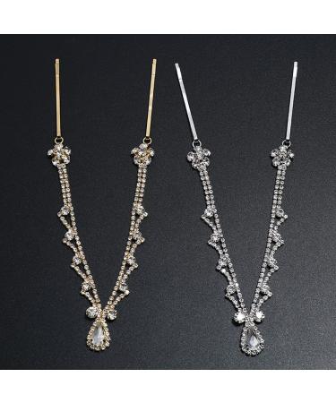 Chargances Bridal Rhinestone Forehead Head Chain Clip - Wedding Crystal Teardrop Headband for Women and Girls (Silver) - Buy Online on SooperMarket.com