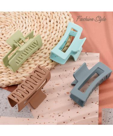 HQ-SITE 8 Pack Large Rectangle Hair Claw Clips - Strong Hold Matte Square Clips for Women - Non-slip Big Jaw Clips - Neutral Colors - 4.1 Inches - Buy Online on SooperMarket.com