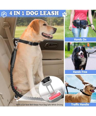 Vobuke Jogging Leash for Dogs - Shock Absorption Adjustable Reflective Belly Belt Car Safety Carabiner - Ideal for Small & Medium Dogs Up to 177lbs - Blue - Buy Online on SooperMarket.com