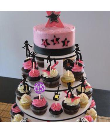 Rsstarxi 24 Pack 70's Disco Dancing Cupcake Toppers Glitter 80's Disco Dancer Cupcake Picks 70's 80's Disco Cake Decorations for Music Ball Disco Theme Wedding Birthday Party Decorations Design 1 - Buy Online on SooperMarket.com