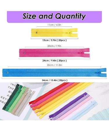 120pcs Assorted Nylon Zippers for Sewing - Bulk Zippers for Bags, Pouches, Pillow Covers & Crafts - Buy Online on SooperMarket.com