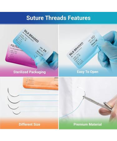Alcedo Sterile Sutures Kit - 16 Mixed Thread & Needle Sizes with Tools - First Aid Emergency Supplies - 12 Instruments Included (28 Pieces) - Buy Online on SooperMarket.com