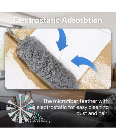Extendable Microfiber Feather Duster - 100 inch Long Handle Dusting Tool for All-Round Home Cleaning - Gray - Buy Online on SooperMarket.com