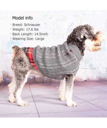 KYEESE Turtleneck Dog Sweater with Leash Hole - Gingham Knitwear for Medium Pets - Grey - Fall/Winter Warmth - Buy Online on SooperMarket.com