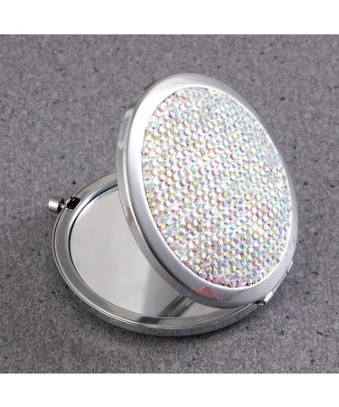 Lurrose Travel Wallet Bling Compact Mirror Round Folding Mirror Double- sided Cosmetic Mirror Portable Pocket Mirror Rhinestone Mirror for Travel and Home Use (Colorful White) Travel Mirror - Buy Online on SooperMarket.com