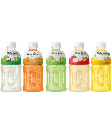 Mogu Mogu Fruit Juice with 25% NATA De Coco | Energy Booster Drink | Full of Fruit Fibres | No Added Preservatives and Colours - 320ml (Coconut + Orange + Melon + Apple + Pineapple)