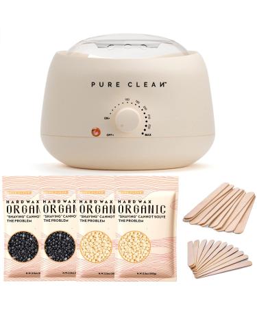 Waxing Kit Wax Warmer  PURECLEAN Hair Removal Home Waxing Kit With 4 Bags Hard Wax Beads  20 Wax Applicator Sticks for Leg  Face  Armpits  Bikini Wax Women Men