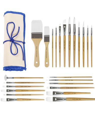 CONDA Paint Brushes Set of 24 Different Shapes Professional Painting Brushes for Oil  Acrylic Canvas and Watercolor Painting (White)