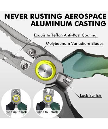 TRUSCEND Fishing Pliers Set with Zinger Retractor | Saltwater Resistant Teflon Coated | Multi-Function Fishing Gear | Hook Remover Split Ring Plier | Fly Fishing Tools | Fishing Gifts for Men - Alpine Green - Buy Online on SooperMarket.com