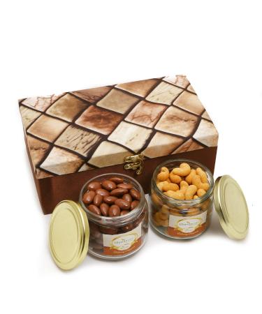 Jaiccha Ghasitaram Miracle Box of 2 Jars of Chocolate Coated Almonds and Crunchy Cashews|Gift for Diwali Gifts Holi Rakhi Valentine Christmas Birthday Anniversary Her Him| Box of 2 Jars of Choco Almonds & Crunchy Cashews