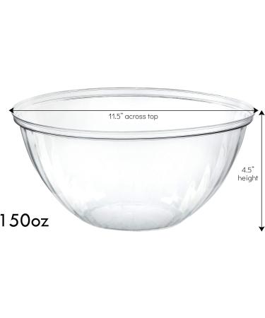 PLASTICPRO Disposable 150 Ounce Round Crystal Clear Plastic Serving Bowls - Pack of 2 | Party Salad & Chip Bowls - Snack & Candy Dish Container - Buy Online on SooperMarket.com
