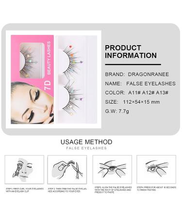 Skynest False Eyelashes - Dramatic Glitter Sequin Lashes for DIY Makeup - Perfect for New Year, Christmas, Halloween, Cosplay Party - 3 Pairs - Buy Online on SooperMarket.com