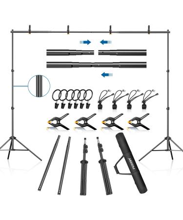 FUDESY Backdrop Stand 7x10Ft Adjustable Photography Background Support System Kit for Photo Video Studio with Carry Bag,Spring Clamps