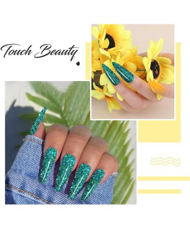 Professional Holographic Green Glitter Acrylic Nail Powder - 28g/box | HJ-NAP017-No.44 - Buy Online on SooperMarket.com