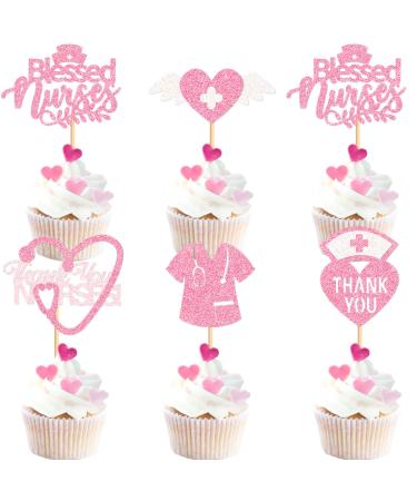 Keaziu 35 Pack Nurse Cupcake Toppers Best Nurse Ever Happy Nurses Day Cupcake Picks Nurse Themed Graduation Birthday Nursing Themed Party Decorations Supplies Pink 2 Pink 2024-2