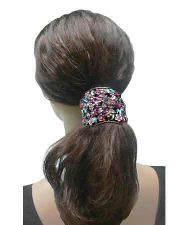 Crystal Flower Hair Holder Ponytail Barrettes Set of 3 - Blue, Rose, Brown | JCGY YY86900-5-3 - Buy Online on SooperMarket.com