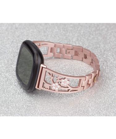 Mtozon Stainless Steel Bracelet for fitbit Sense/Versa 3 - Women's Rose Gold Bling Wristband - Buy Online on SooperMarket.com