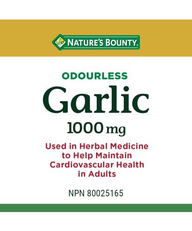 Nature's Bounty Garlic Pills and Herbal Health 1000mg Supplement Helps Maintain Cardiovascular Health 100 Softgels(Packaging May Vary) Unflavored 100 count (Pack of 1) - Buy Online on SooperMarket.com