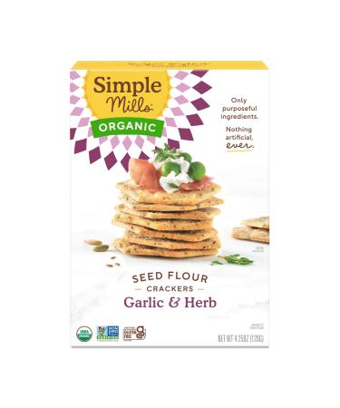 Simple Mills Organic Seed Flour Crackers Garlic & Herb 4.25 oz (120 g)