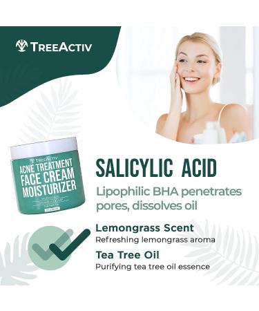 TreeActiv Acne Treatment Face Cream with Salicylic Acid & Tea Tree Oil - 90 Day Supply - Buy Online on SooperMarket.com