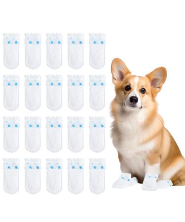 Disposable Dog Socks 20 Pcs Adjustable Disposable Dog Shoes Boots Dirt-Proof Pet Socks Dog Paw Protectors Foot Cover with Self Adhesive Bandage for Outdoor Indoor Walking (Small)