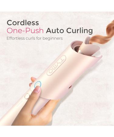 Cordless Automatic Curling Iron - TYMO CURLGO 1 Inch Rotating Wand | Anti-Scald Tangle-Free Portable Rechargeable Dual Voltage for 14 -22 Hair - Gold Blush - Buy Online on SooperMarket.com