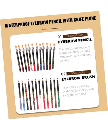 PLAFOPE 12pcs Lip Liner Eyeliner Makeup Lipliner Eyebrow Brush Angled Eye Shadow Pencils Lip Pencil Wooden - Buy Online on SooperMarket.com