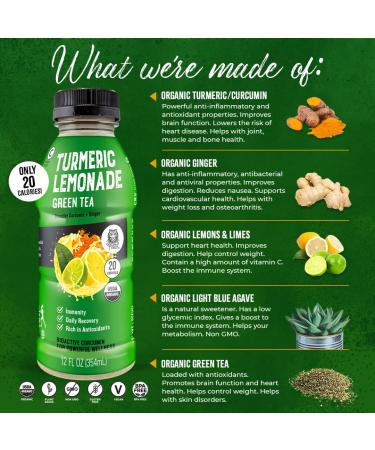 Organic Golden Tiger Turmeric Lemonade with Green Tea - Inflammation Relief & Immunity Support - 12 Bottles - Buy Online on SooperMarket.com