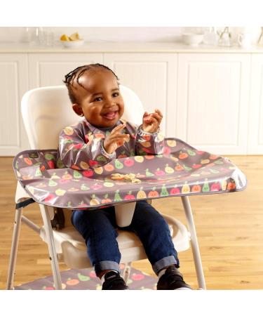Bibetta Wipeezee Premium Baby Weaning Bibs with Sleeves | Waterproof Coverall Bib for Baby Toddler | Eco-Friendly & Durable | Grey Happy Fruits Design - Buy Online on SooperMarket.com