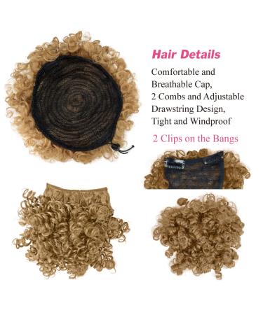 Afro Puff Drawstring Ponytail with Bangs - Kinky Curly Pineapple Hair for Black Women - 3 Piece Set (27#) - Buy Online on SooperMarket.com