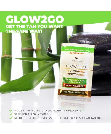 Thermalabs Glow2Go Organic Tanning Towels - Made in USA - Pack of 10 Mini Tan Towelettes Sachet for Sunless Tanning On-the-Go - Buy Online on SooperMarket.com