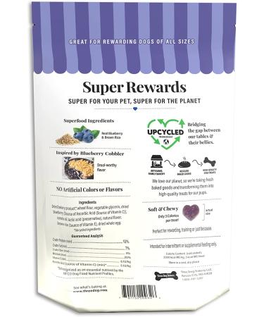 Three Dog Bakery Soft and Chewy Super Rewards Blueberry Cobbler Dog Treats 8oz - Superfood Infused | Single Pack - Buy Online on SooperMarket.com