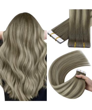 Youngsee injection tape extensions real hair ombre real hair extensions tape 60 cm virgin tape in extensions light ash brown ombre blond tape in extensions real hair Skin weft 5pcs 12.5g #7/7/ic