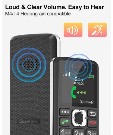 Easyfone T200 GSM Senior Cell Phone - 1.8 inch Large Button Mobile with SOS & Charging Station | No Contract Black 2G - Buy Online on SooperMarket.com