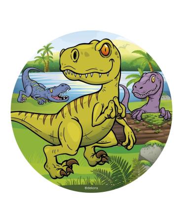 Dekora - Edible Paper Dinosaur Cake Topper - 16 cm Multicolored Dinosaurs